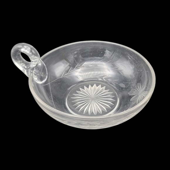 Vintage Cut Glass Nappy Butterfly Flowers - Picture 2 of 10